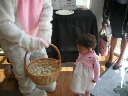 Bella on the other hand....sees the candy basket....